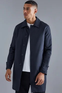 Single Breasted Poly Twill Mac | BoohooMAN UK