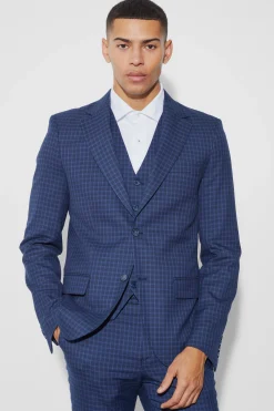Single Breasted Slim Check Suit Jacket | BoohooMAN UK