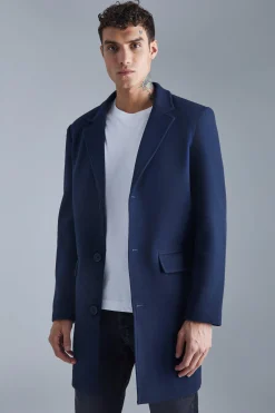 Single Breasted Wool Mix Overcoat | BoohooMAN UK
