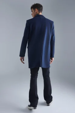 Single Breasted Wool Mix Overcoat | BoohooMAN UK