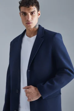 Single Breasted Wool Mix Overcoat | BoohooMAN UK