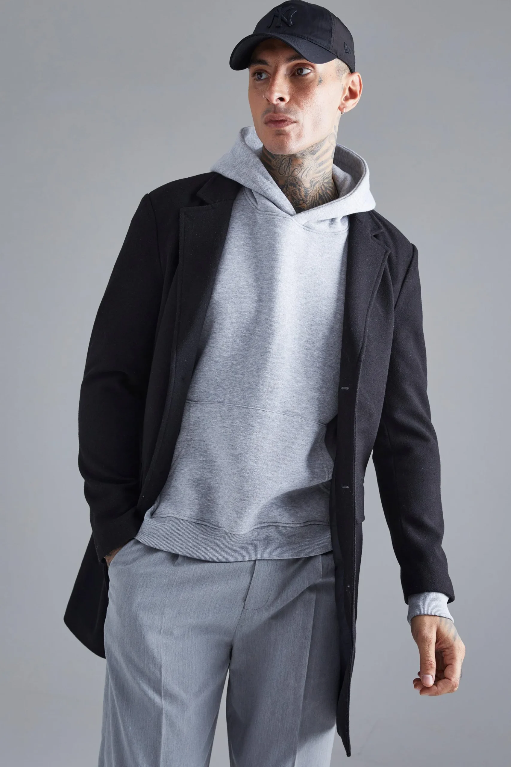 Single Breasted Wool Mix Overcoat | BoohooMAN UK