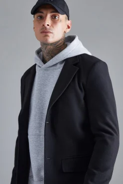 Single Breasted Wool Mix Overcoat | BoohooMAN UK
