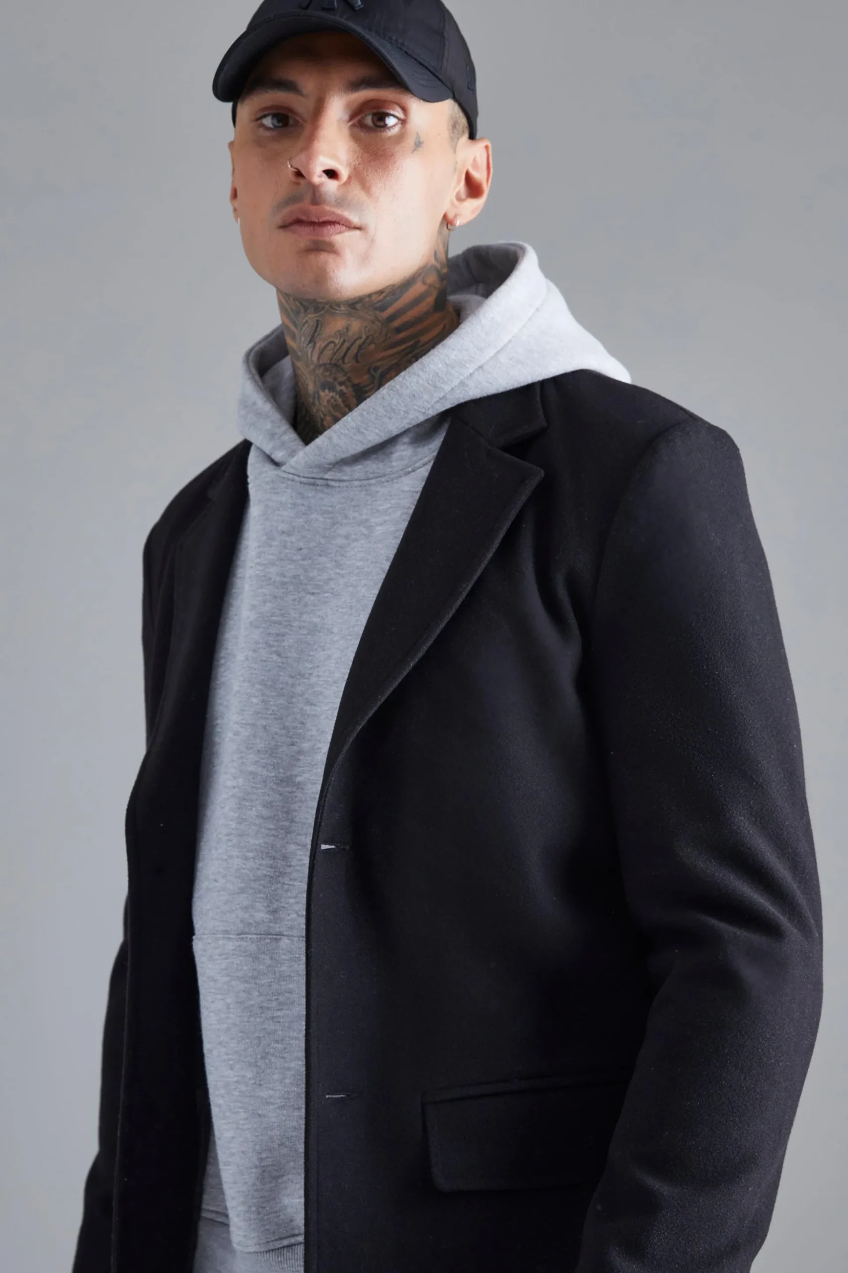 Single Breasted Wool Mix Overcoat | BoohooMAN UK