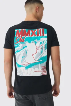Ski Resort Print T-Shirt | BoohooMAN UK