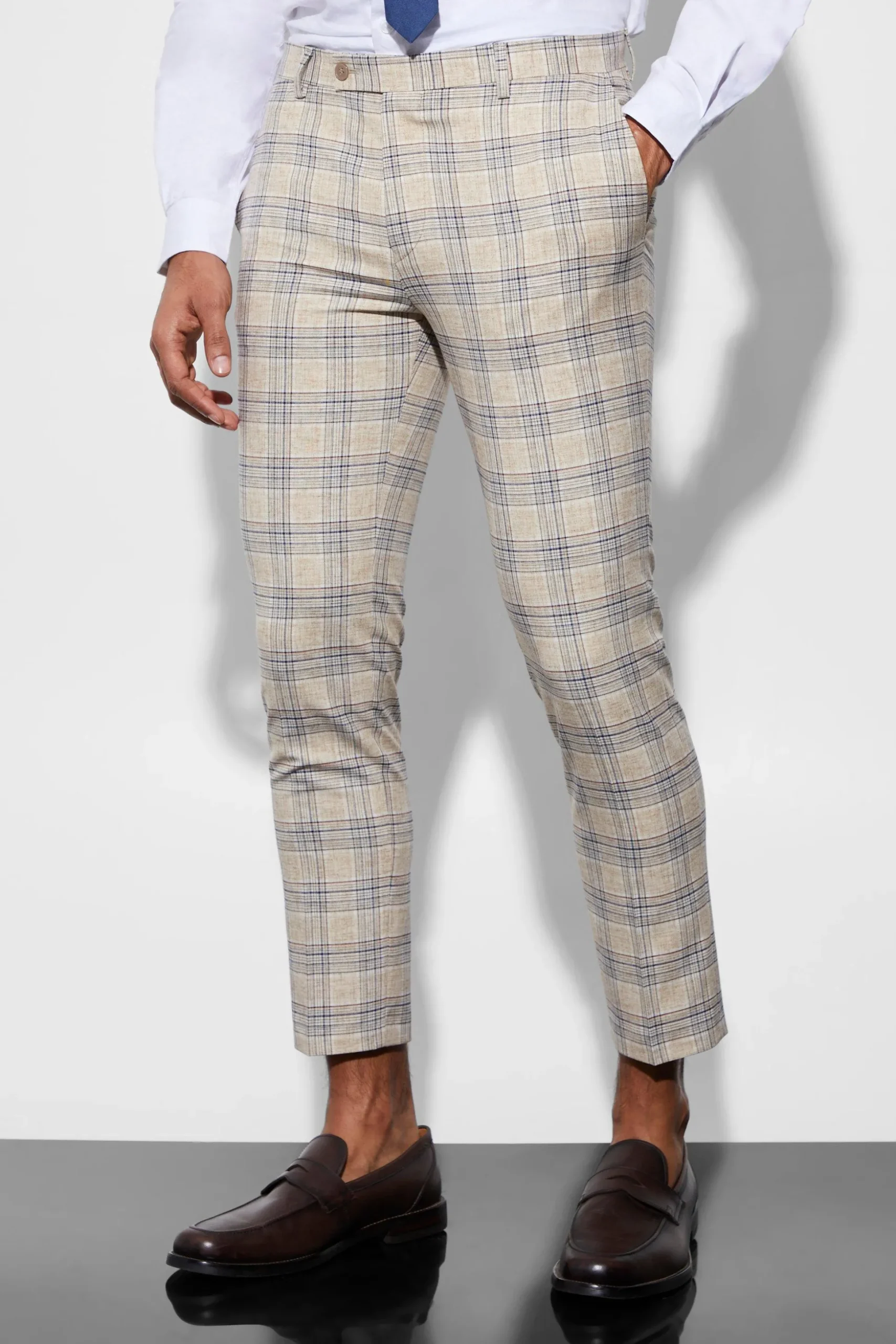 Skinny Check Suit | BoohooMAN UK