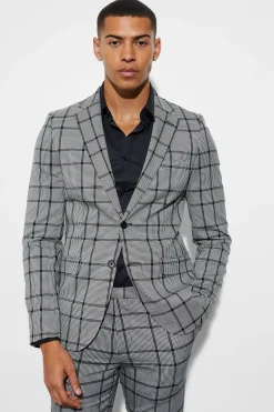 Skinny Check Suit | BoohooMAN UK