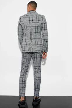 Skinny Check Suit | BoohooMAN UK