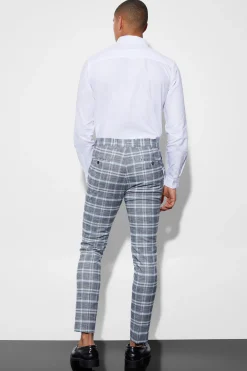 Skinny Check Suit | BoohooMAN UK