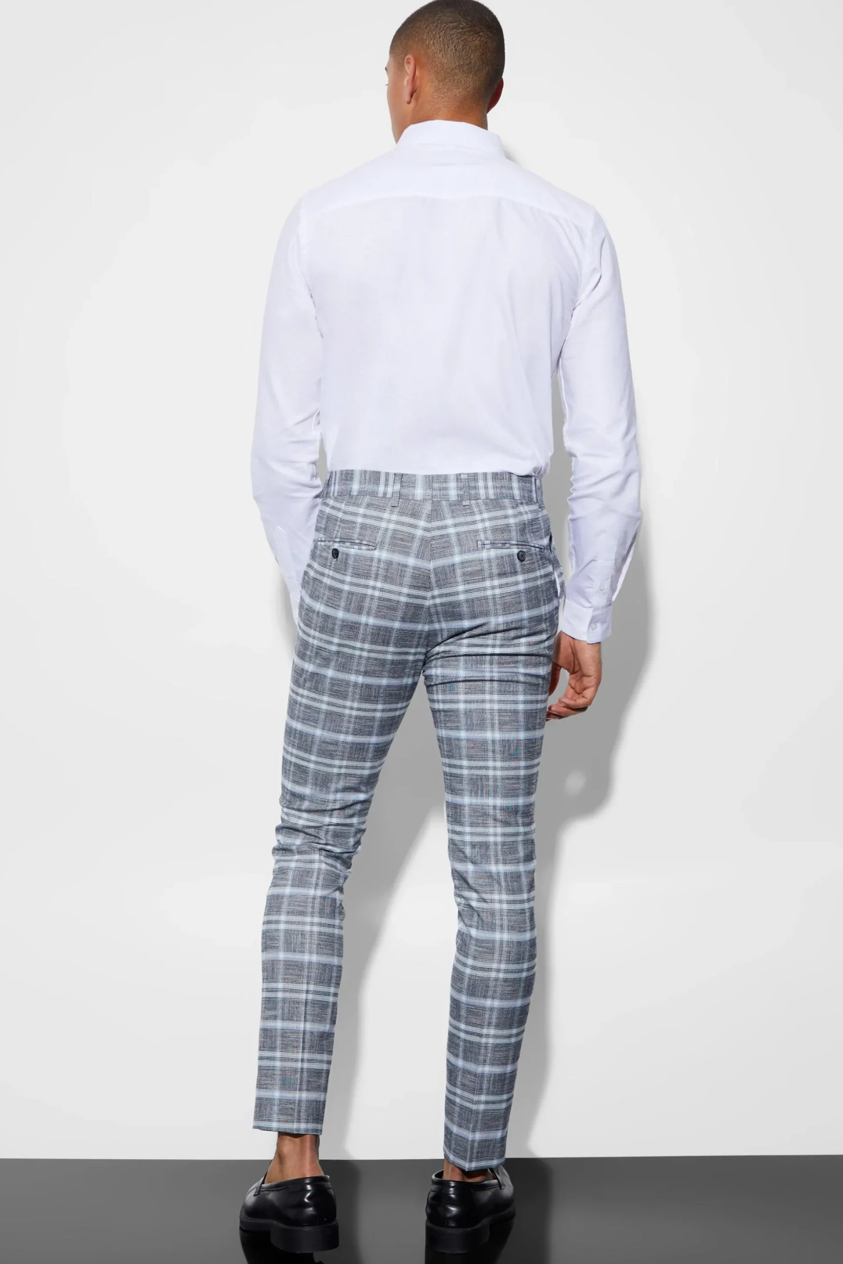 Skinny Check Suit | BoohooMAN UK