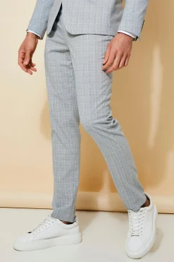 Skinny Check Suit Trousers | BoohooMAN UK