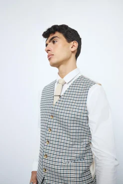 Skinny Checked Waistcoat | BoohooMAN UK