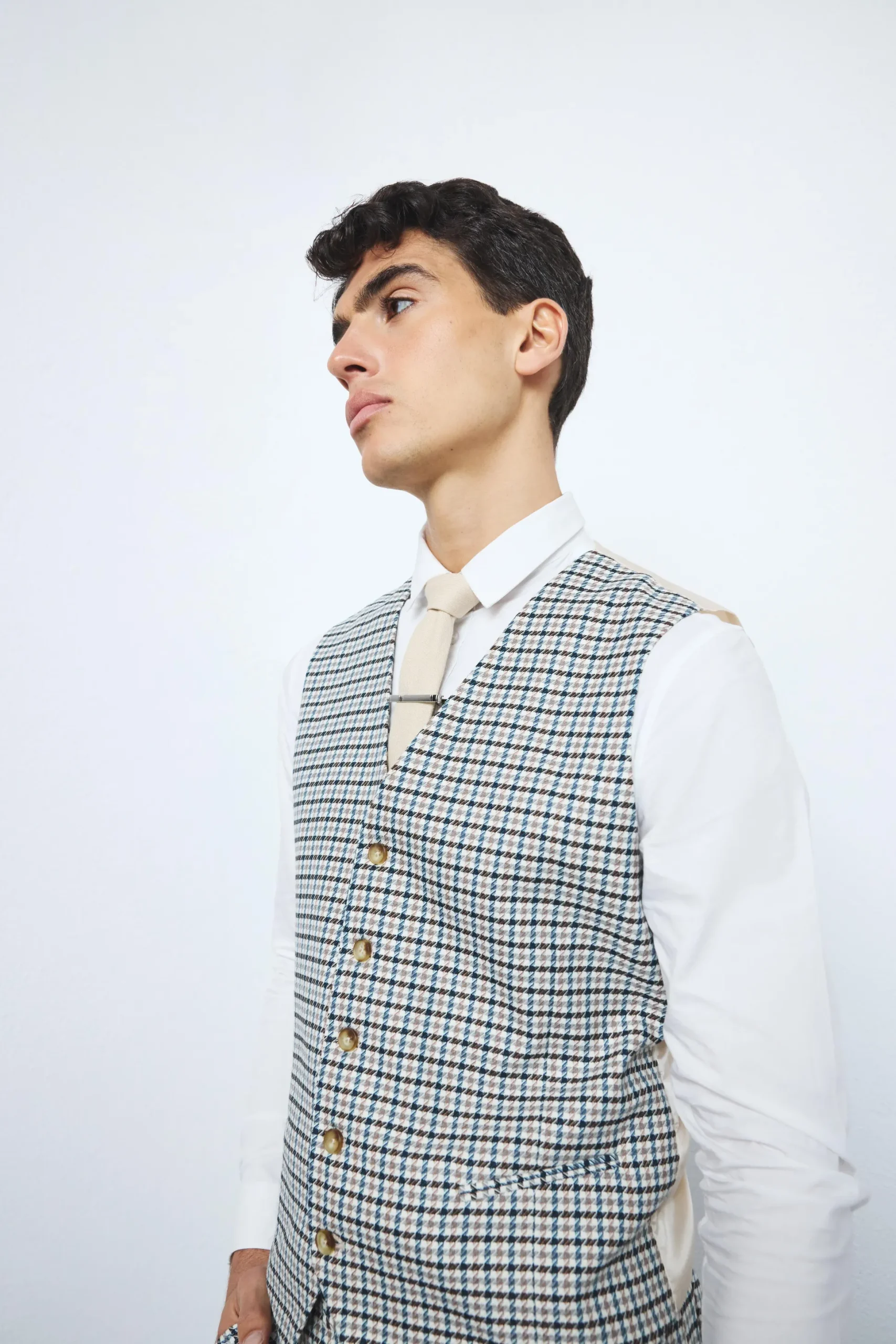 Skinny Checked Waistcoat | BoohooMAN UK