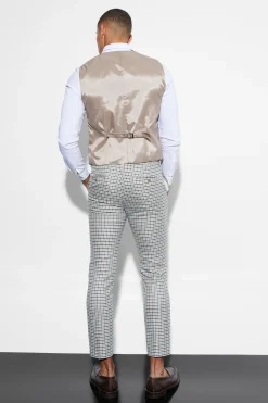 Skinny Checked Waistcoat | BoohooMAN UK