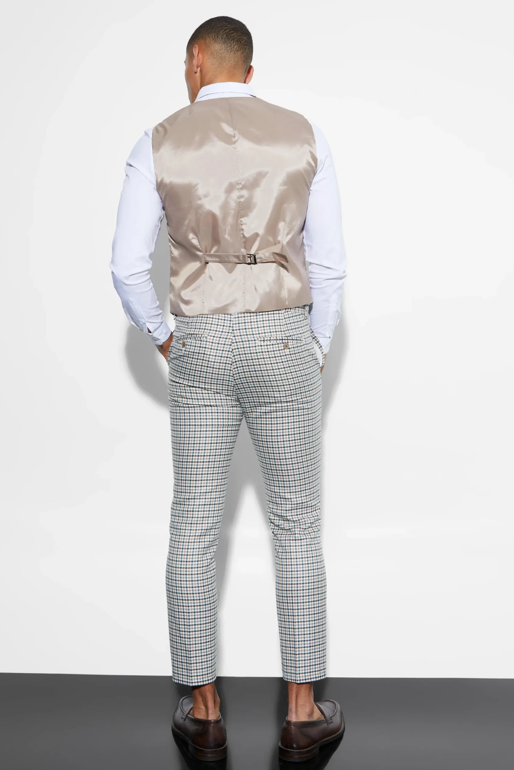Skinny Checked Waistcoat | BoohooMAN UK