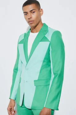Skinny Colourblock Suit | BoohooMAN UK