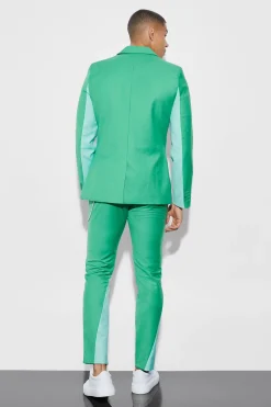Skinny Colourblock Suit | BoohooMAN UK