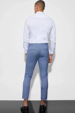 Skinny Crop Micro Check Suit Trousers | BoohooMAN UK