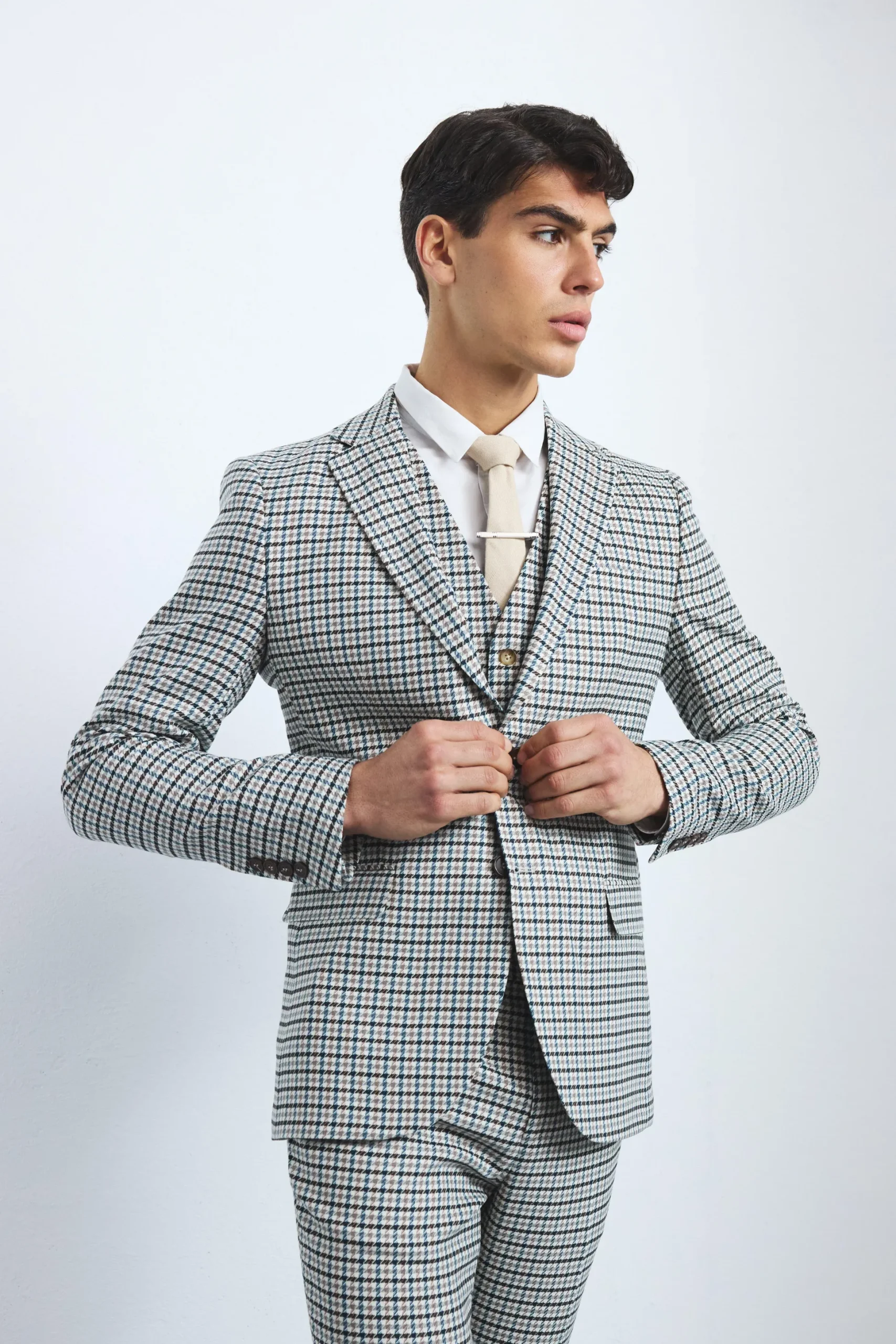 Skinny Cropped Check Suit | BoohooMAN UK