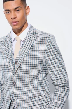 Skinny Cropped Check Suit | BoohooMAN UK