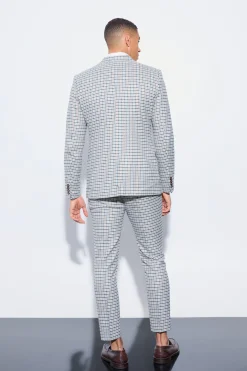 Skinny Cropped Checked Suit Trousers | BoohooMAN UK