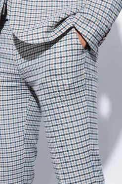 Skinny Cropped Checked Suit Trousers | BoohooMAN UK
