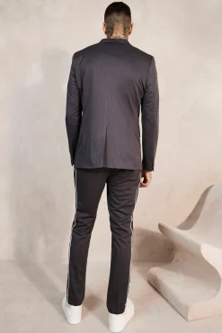 Skinny Dogstooth Side Piping Suit Trousers | BoohooMAN UK