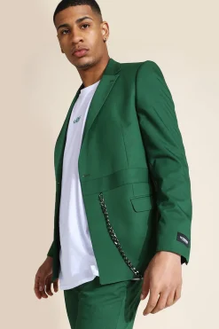 Skinny Double Breasted Chain Suit Jacket | BoohooMAN UK
