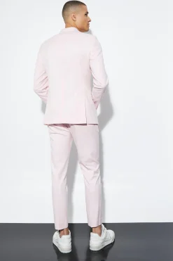 Skinny Double Breasted Linen Suit Jacket | BoohooMAN UK