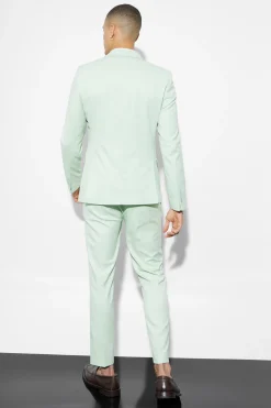Skinny Double Breasted Linen Suit Jacket | BoohooMAN UK