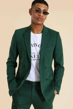 Skinny Double Breasted Suit Jacket | BoohooMAN UK