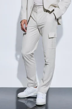 Skinny Fit Cargo Suit Trousers | BoohooMAN UK