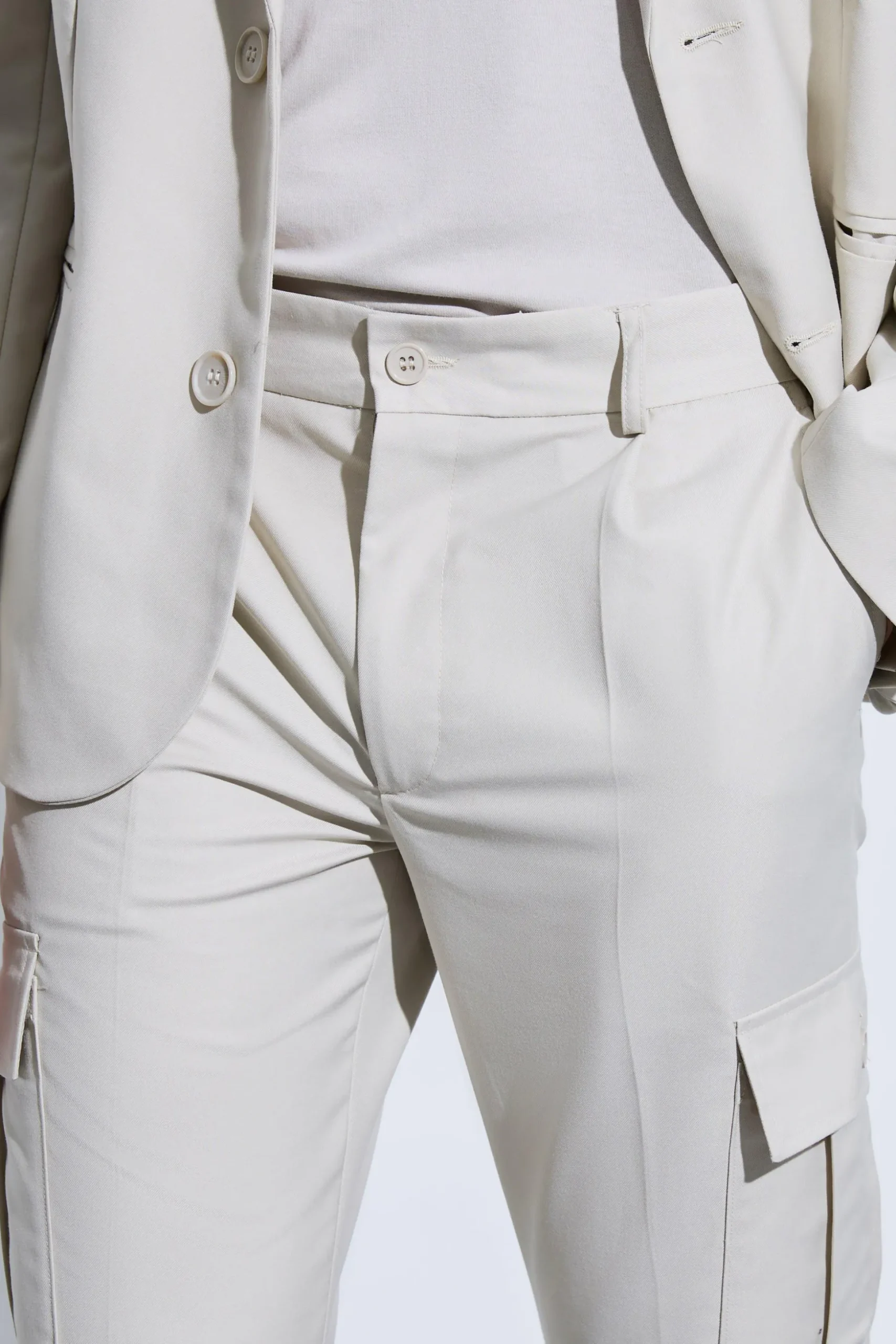 Skinny Fit Cargo Suit Trousers | BoohooMAN UK