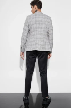 Skinny Fit Check Suit Jacket | BoohooMAN UK