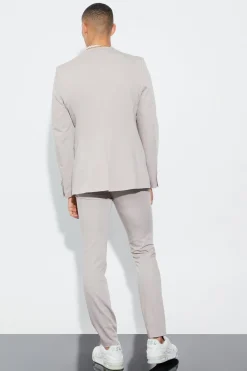 Skinny Fit Collarless Suit | BoohooMAN UK