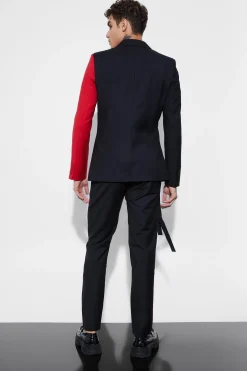 Skinny Fit Colour Block Panel Suit Trouser | BoohooMAN UK