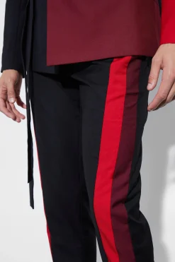 Skinny Fit Colour Block Panel Suit Trouser | BoohooMAN UK