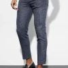 Skinny Fit Cropped Check Suit Trousers | BoohooMAN UK