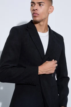 Skinny Fit Double Breasted Corduroy Blazer | BoohooMAN UK