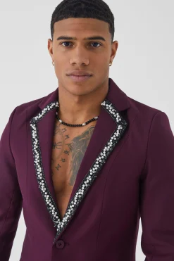 Skinny Fit Embellished Suit | BoohooMAN UK