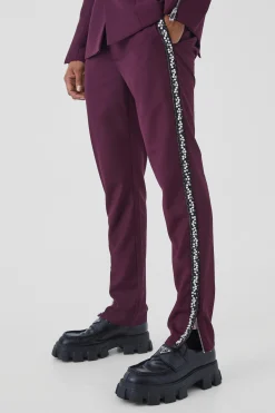 Skinny Fit Embellished Trouser | BoohooMAN UK