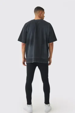 Skinny Fit Rip & Repair Paisley Leopard Jeans | BoohooMAN UK
