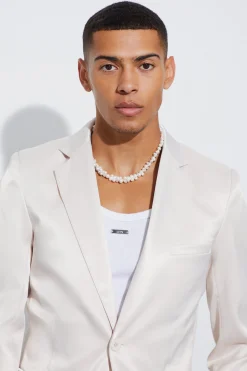 Skinny Fit Satin Blazer | BoohooMAN UK