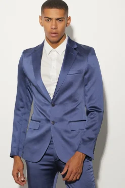 Skinny Fit Satin Suit Jacket | BoohooMAN UK