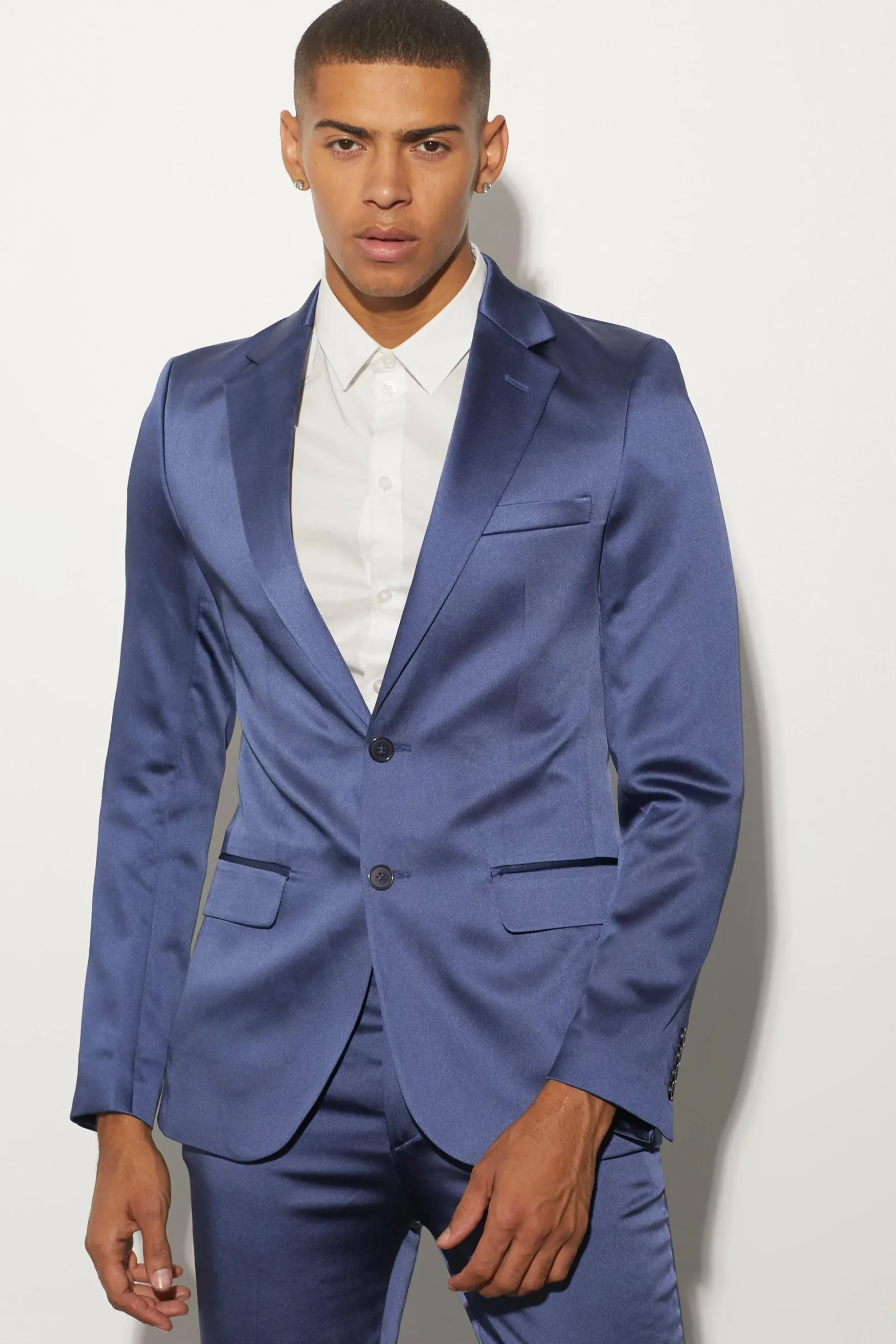 Skinny Fit Satin Suit Jacket | BoohooMAN UK