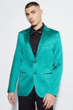 Skinny Fit Satin Suit Jacket | BoohooMAN UK