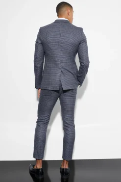 Skinny Fit Single Breasted Checked Blazer | BoohooMAN UK