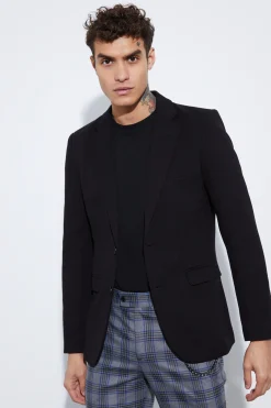 Skinny Fit Single Breasted Jersey Blazer | BoohooMAN UK