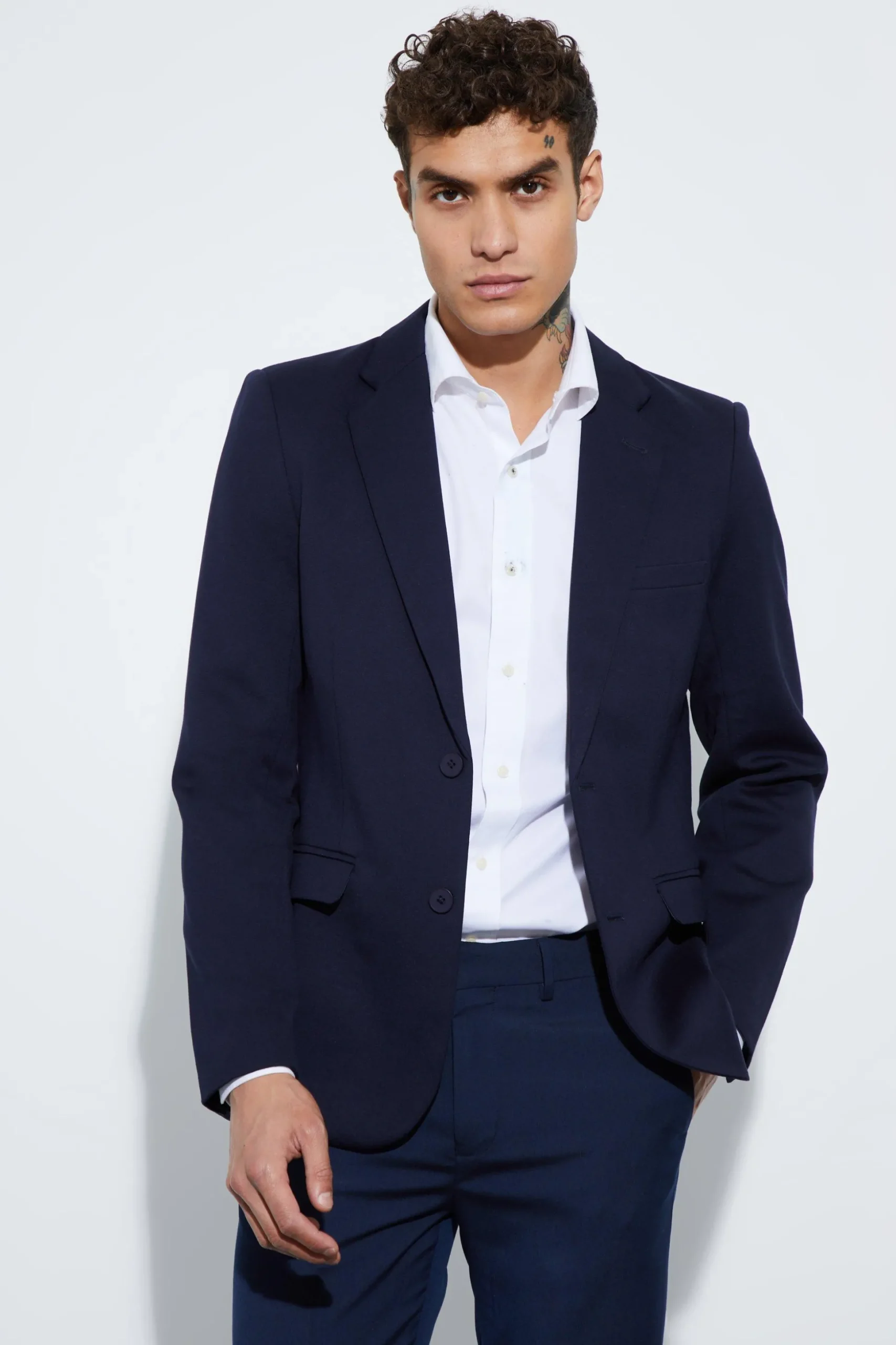 Skinny Fit Single Breasted Jersey Blazer | BoohooMAN UK
