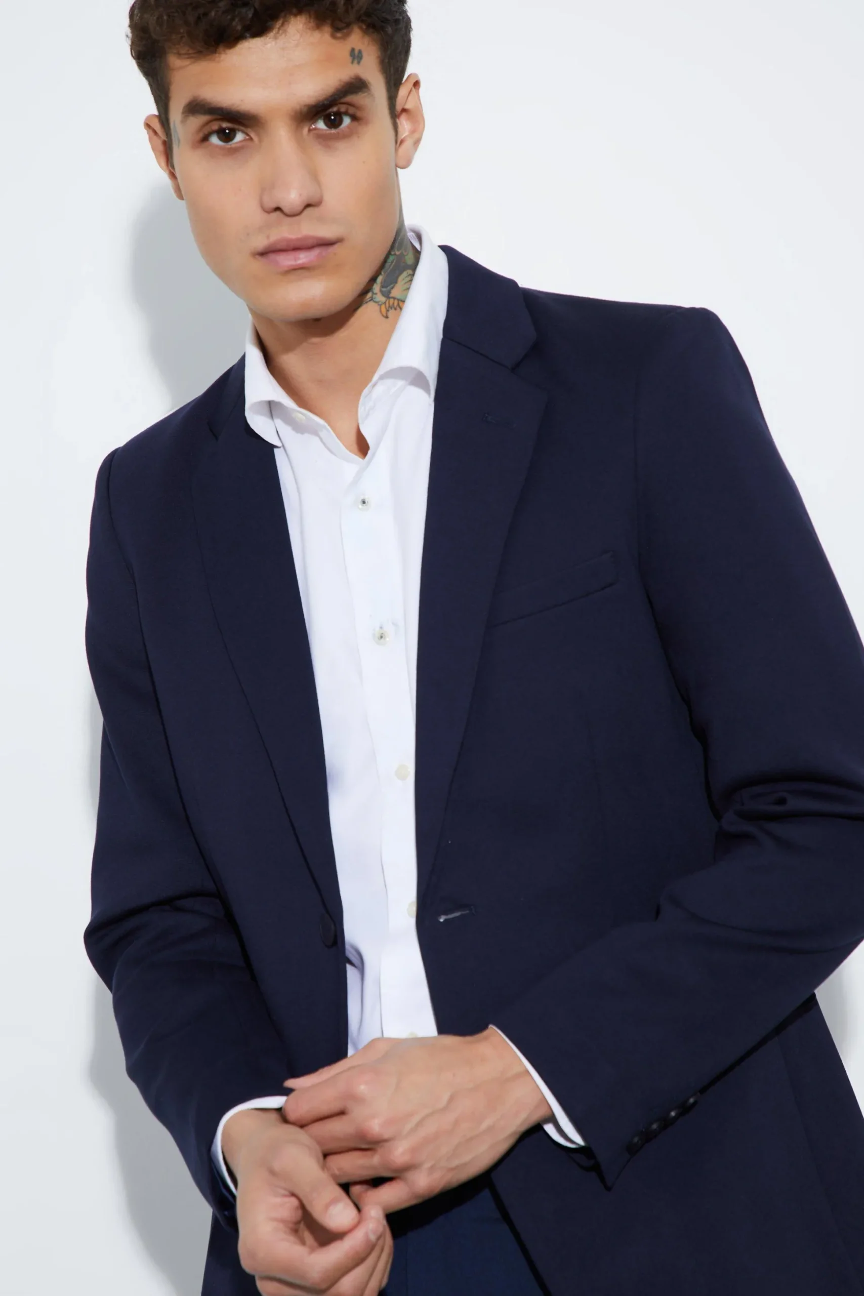 Skinny Fit Single Breasted Jersey Blazer | BoohooMAN UK